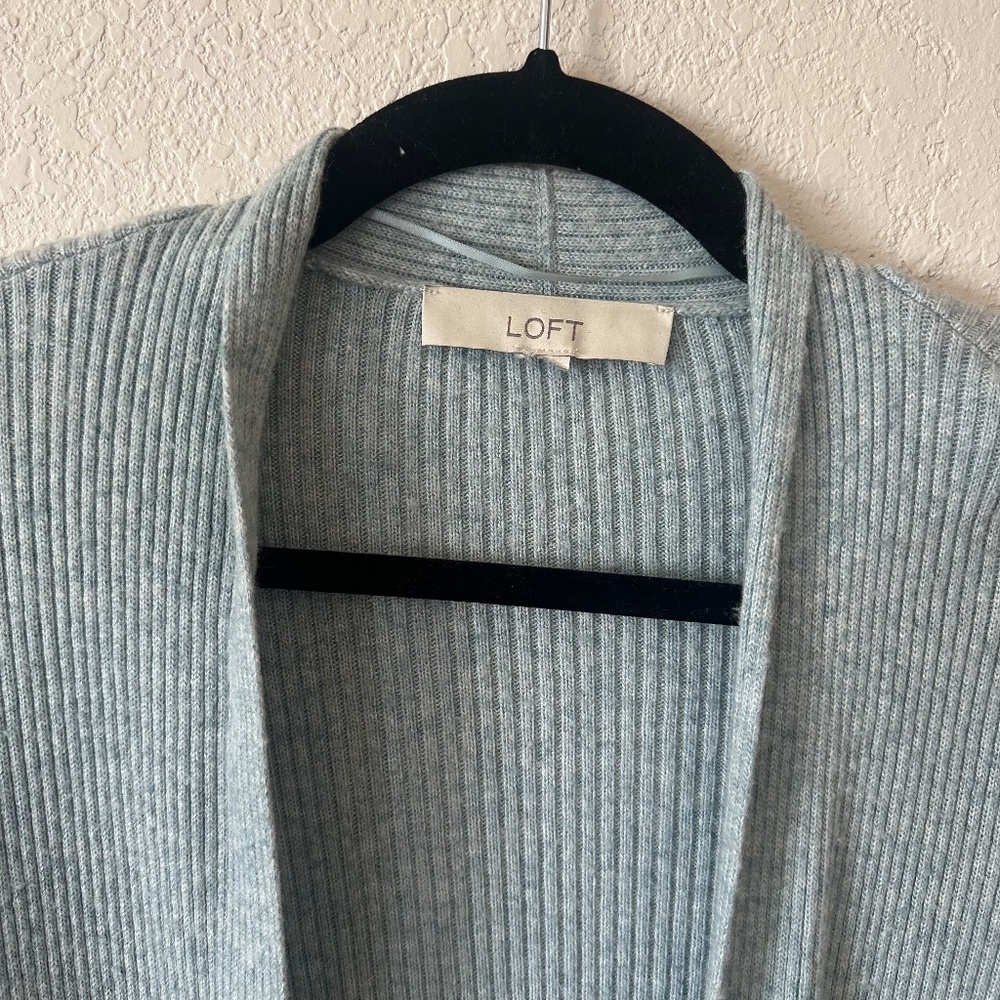 LOFT Ribbed Open Front Longline Cardigan – Light Blue – Size‎ Small - Picture 3 of 4